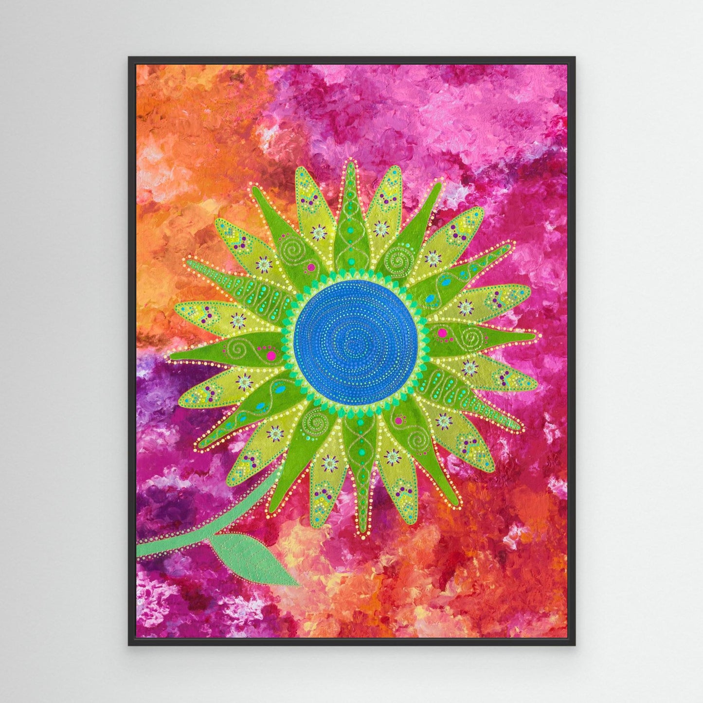 "I choose peace" - Canvas print - Green and pink - by Fanny Fay Engström