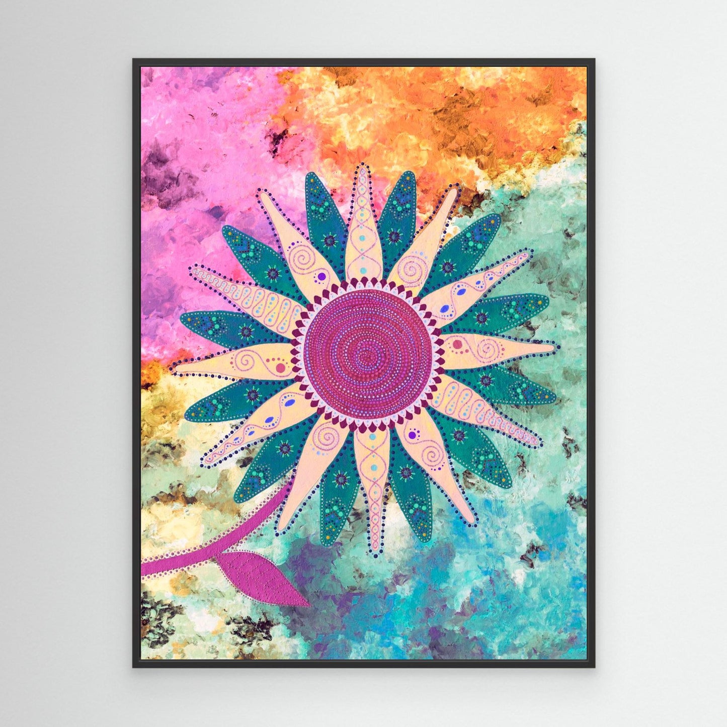 "I choose peace" - Canvas print - Light pink and turquoise - by Fanny Fay Engström