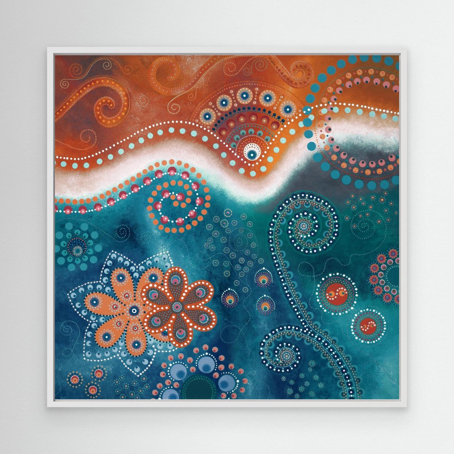 "The Happiness inside" - Canvas print - Rust and blue - by Fanny Fay Engström