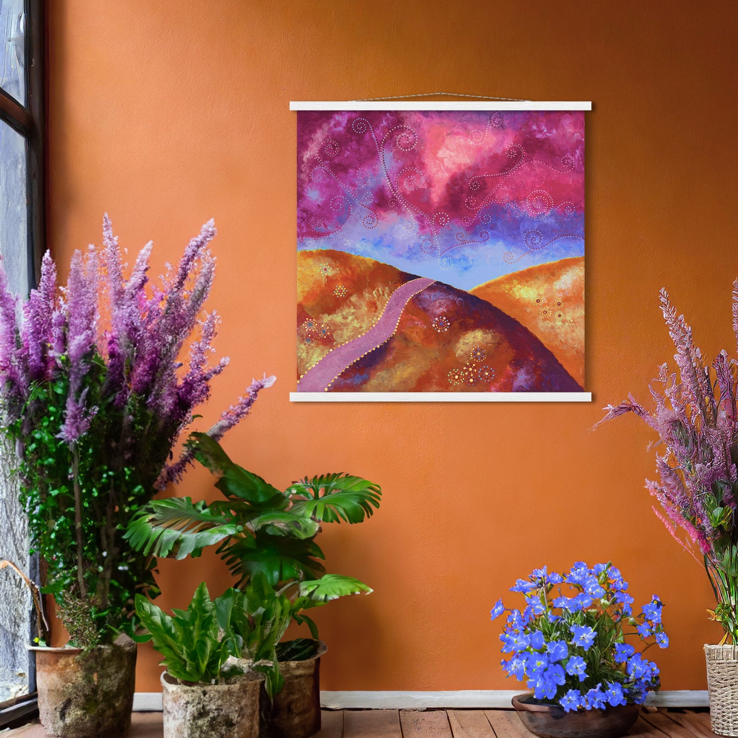 "Go your own way" - Orange, blue and pink - by Fanny Fay Engström