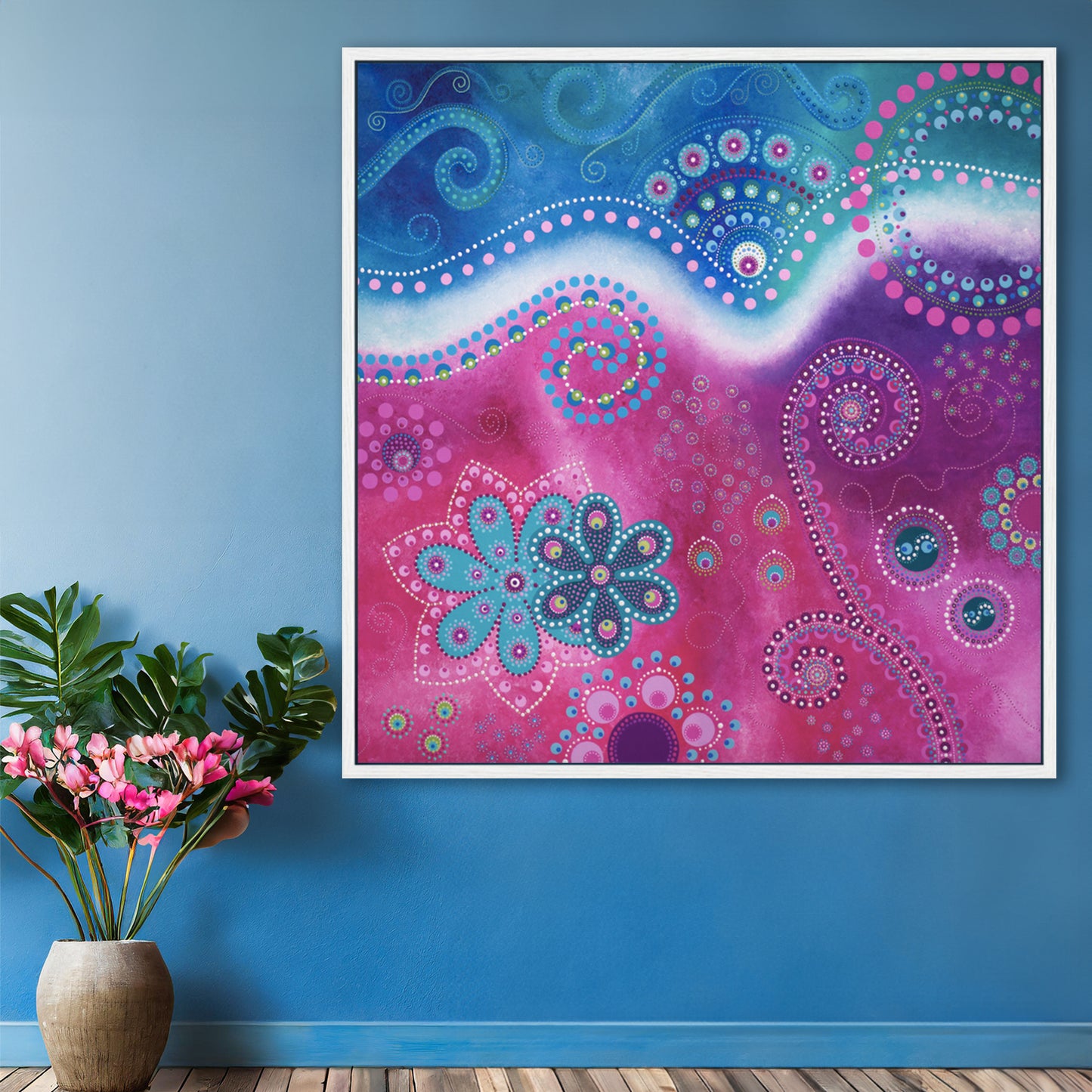 "The Happiness inside" - Canvas print - Blue and pink (original colour) - by Fanny Fay Engström