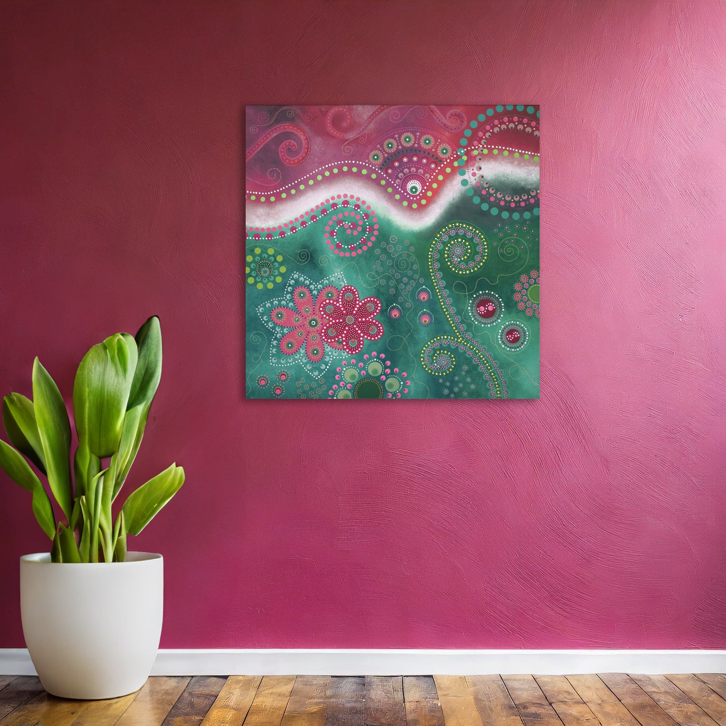 "The Happiness inside" - Pink and turquoise - by Fanny Fay Engström