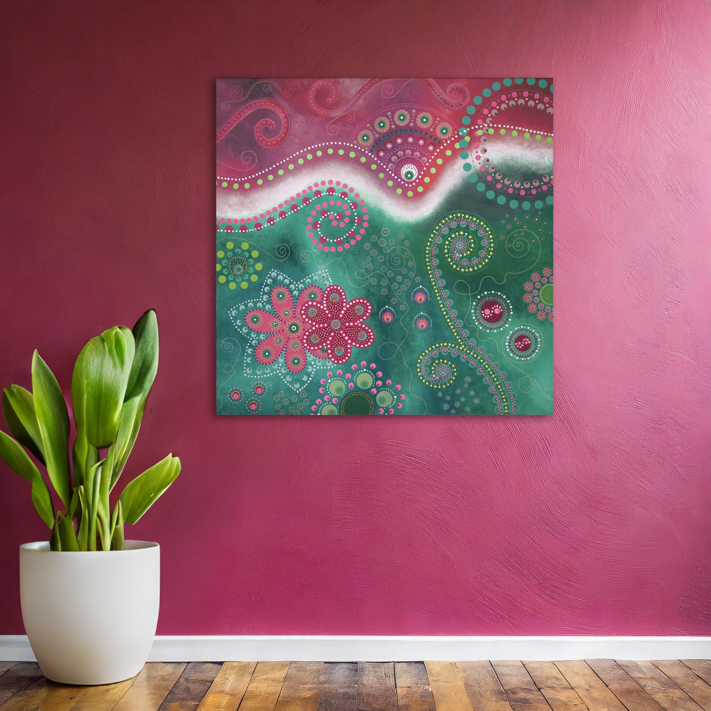 "The Happiness inside" - Pink and turquoise - by Fanny Fay Engström