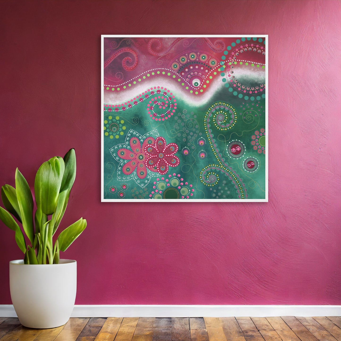 "The Happiness inside" - Pink and turquoise - by Fanny Fay Engström