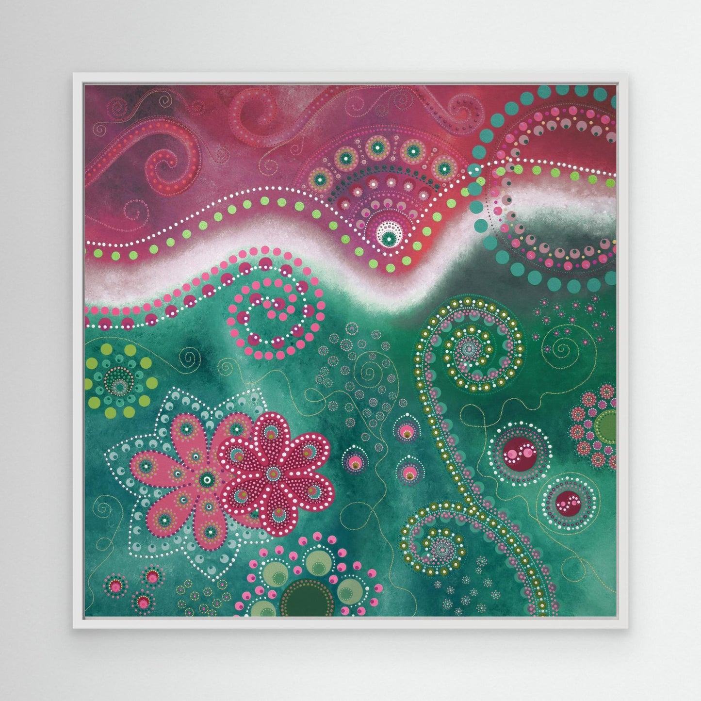 "The Happiness inside" - Canvas print - Pink and turquoise - by Fanny Fay Engström