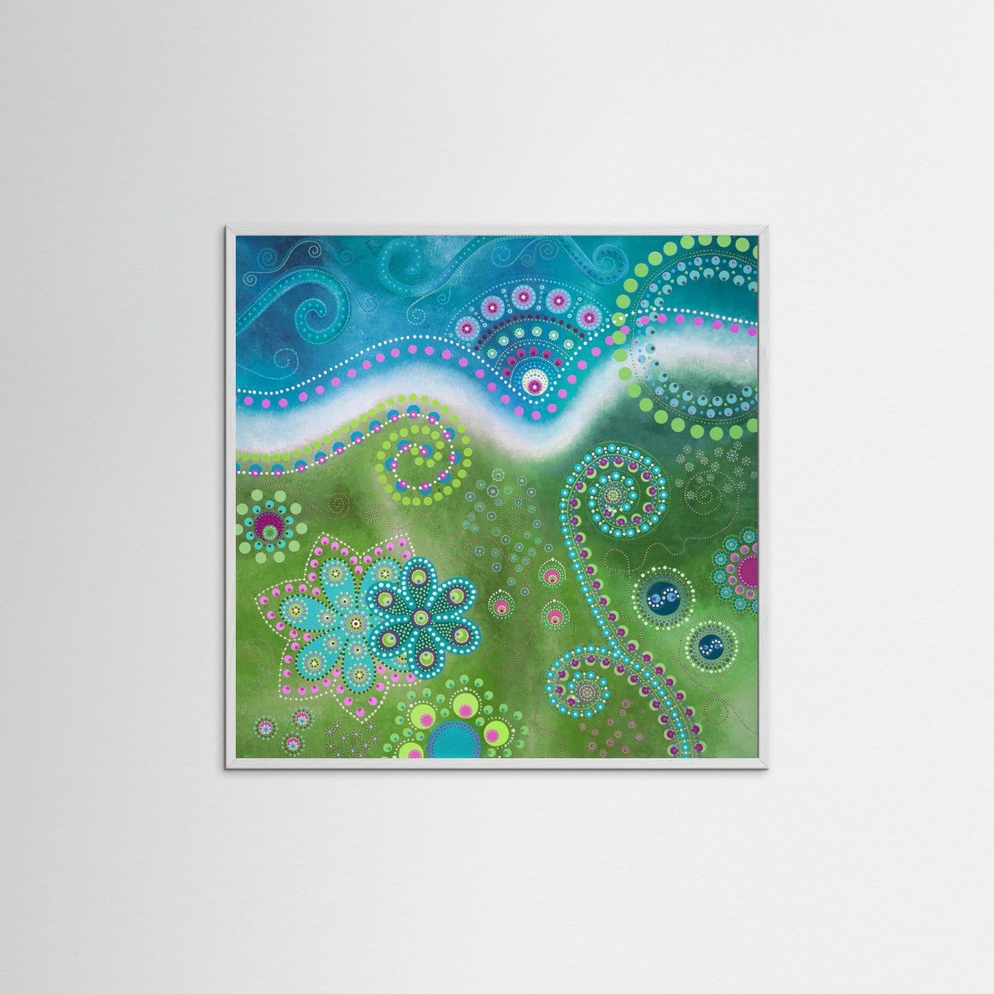 "The Happiness inside" - Paper print with frame - Green and blue - by Fanny Fay Engström