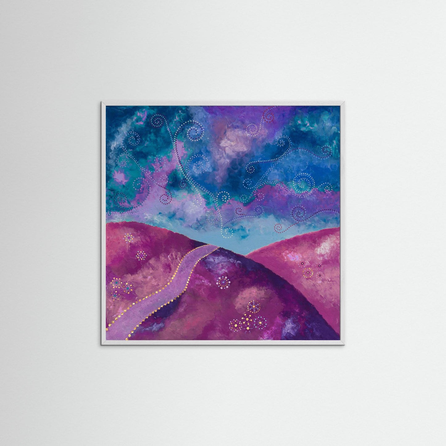 "Go your own way" - Paper print with frame - Purple and blue - by Fanny Fay Engström