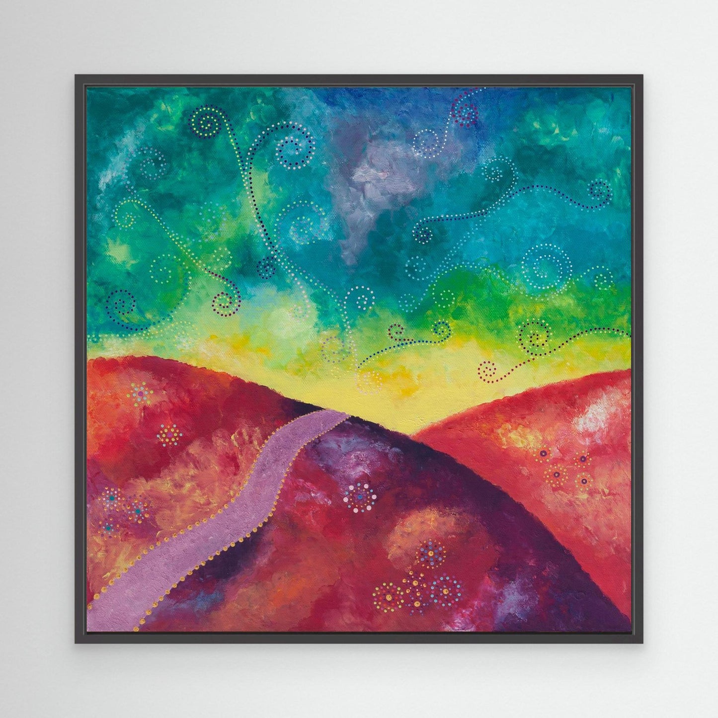 "Go your own way" - Canvas print - Red, yellow, turquoise (original colour) - by Fanny Fay Engström