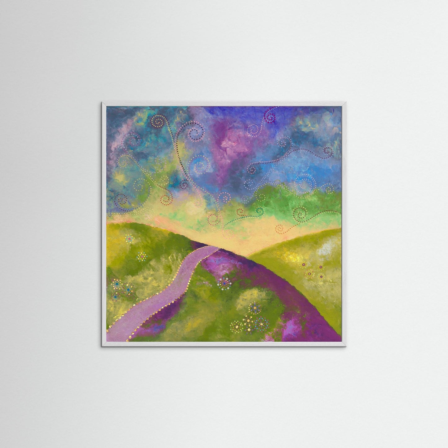 "Go your own way" - Paper print with frame - Green, blue and purple - by Fanny Fay Engström