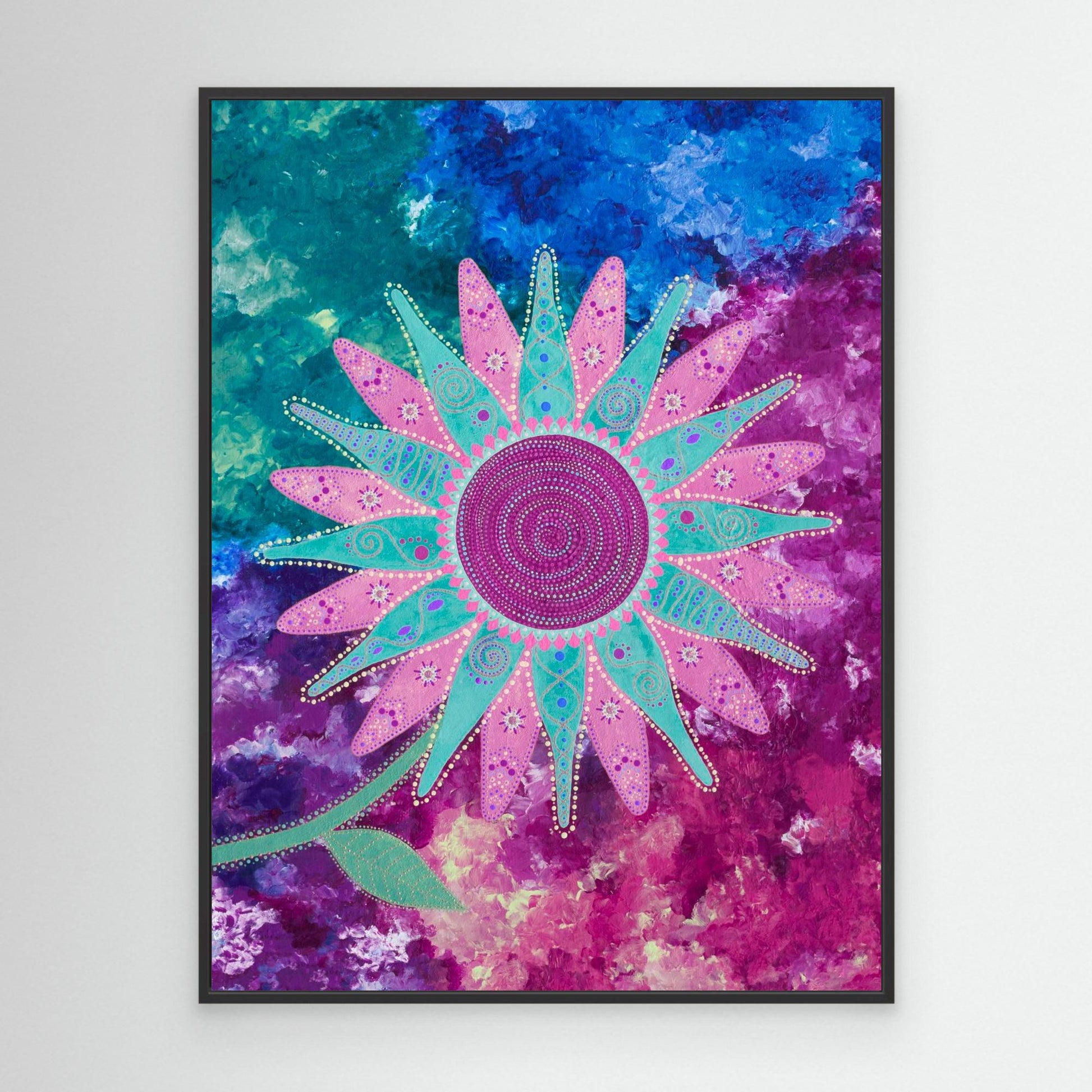 "I choose peace" - Canvas print - Pink and blue - by Fanny Fay Engström