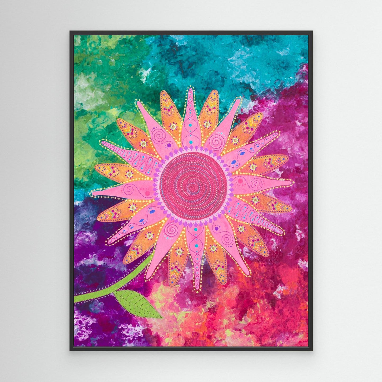 "I choose peace" - Canvas print - Pink and orange - by Fanny Fay Engström