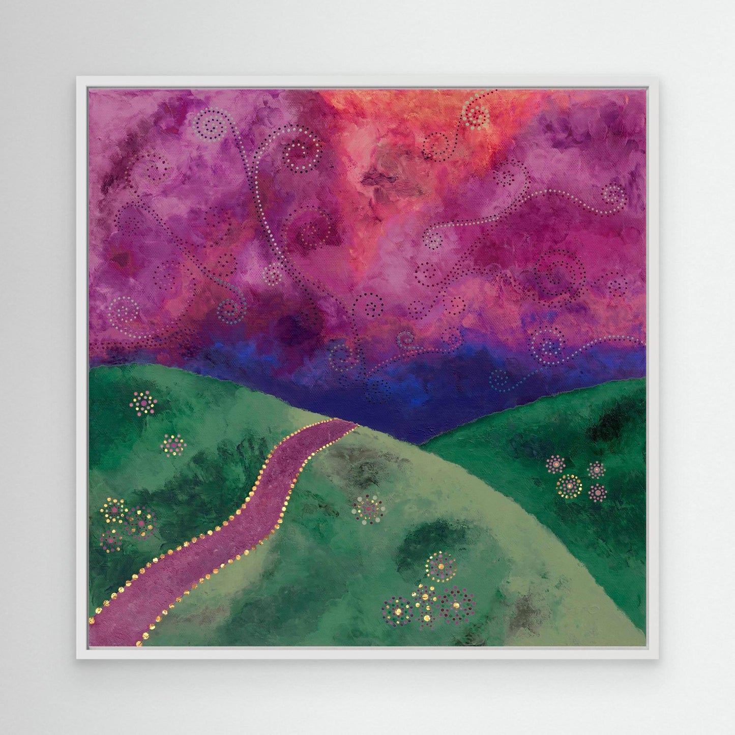 "Go your own way" - Canvas print - Mint, purple and pink - by Fanny Fay Engström