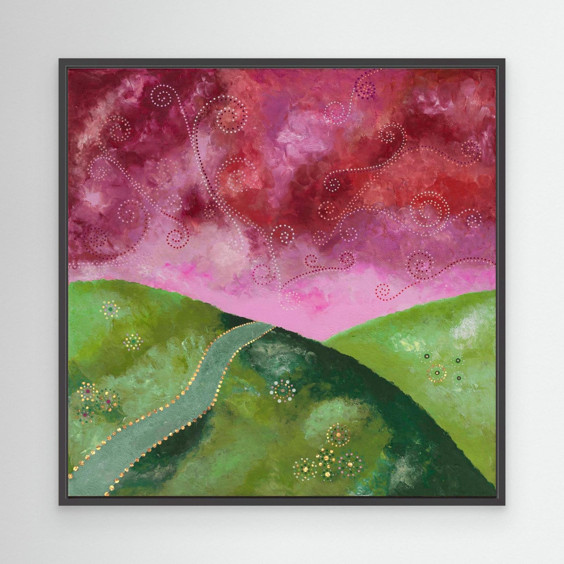 "Go your own way" - Canvas print - Green and pink - by Fanny Fay Engström