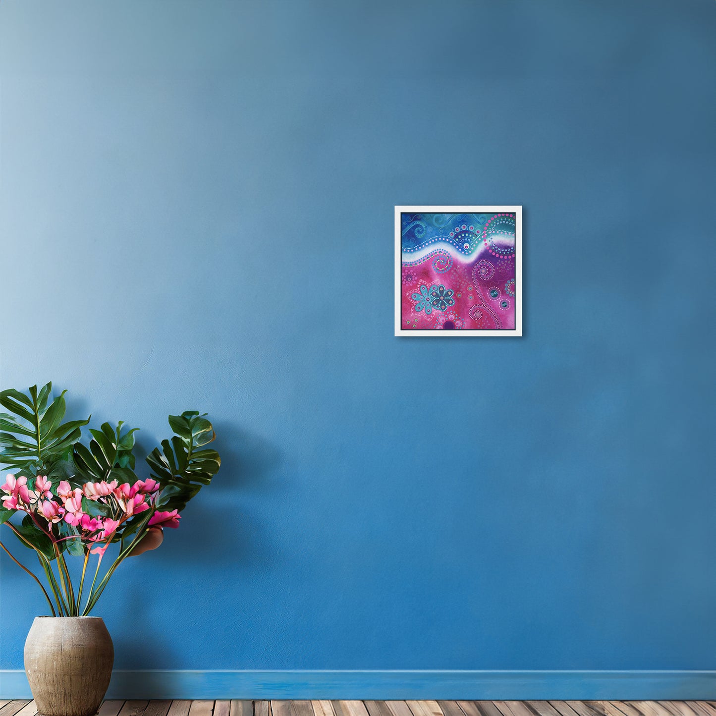 "The Happiness inside" - Canvas print - Blue and pink (original colour) - by Fanny Fay Engström