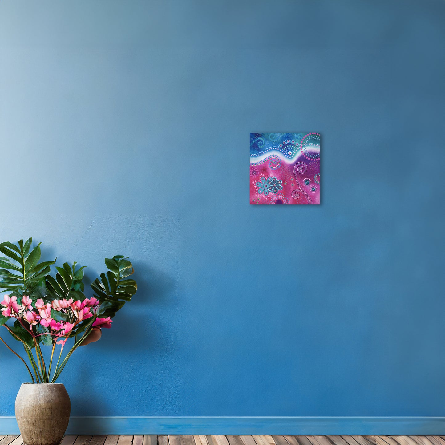"The Happiness inside" - Canvas print - Blue and pink (original colour) - by Fanny Fay Engström
