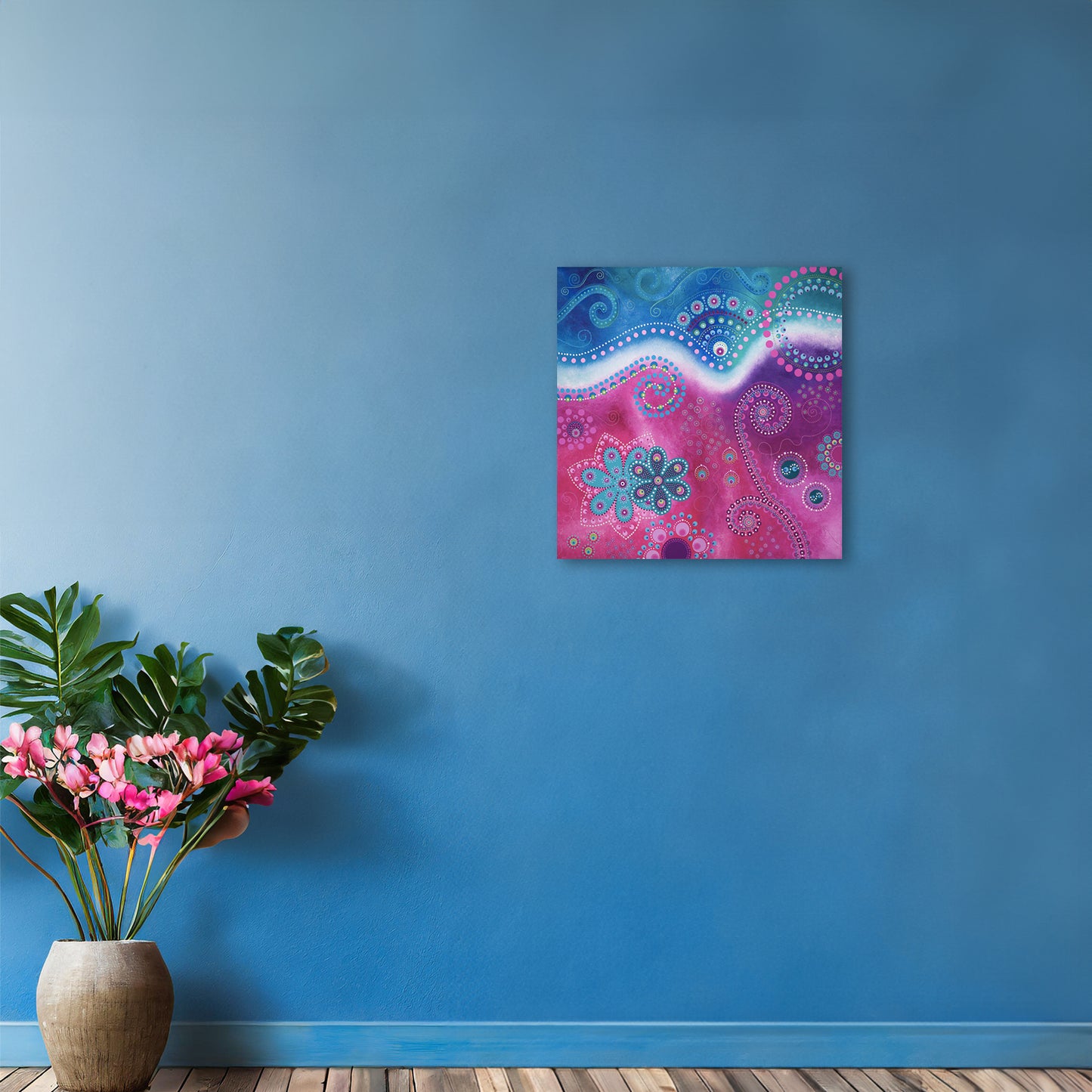 "The Happiness inside" - Canvas print - Blue and pink (original colour) - by Fanny Fay Engström