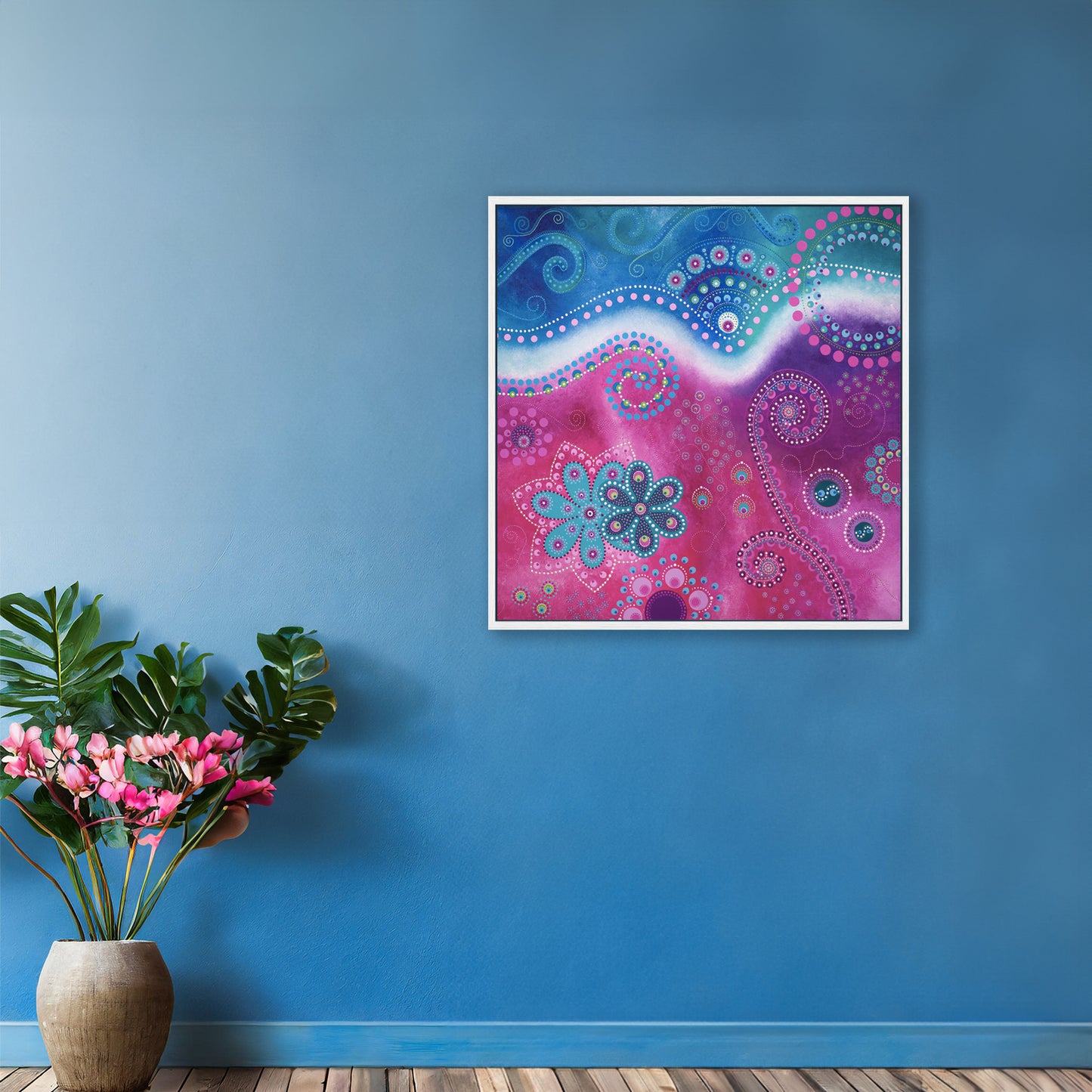 "The Happiness inside" - Canvas print - Blue and pink (original colour) - by Fanny Fay Engström