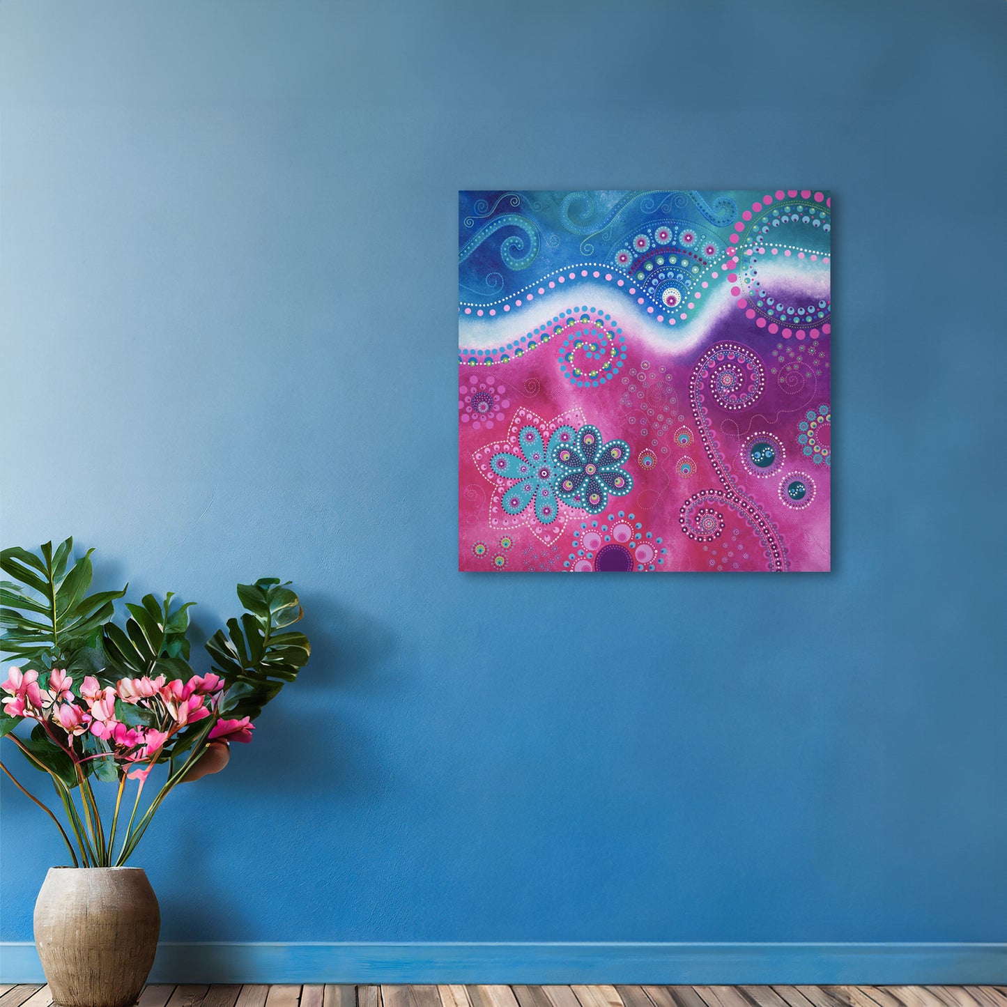 "The Happiness inside" - Canvas print - Blue and pink (original colour) - by Fanny Fay Engström