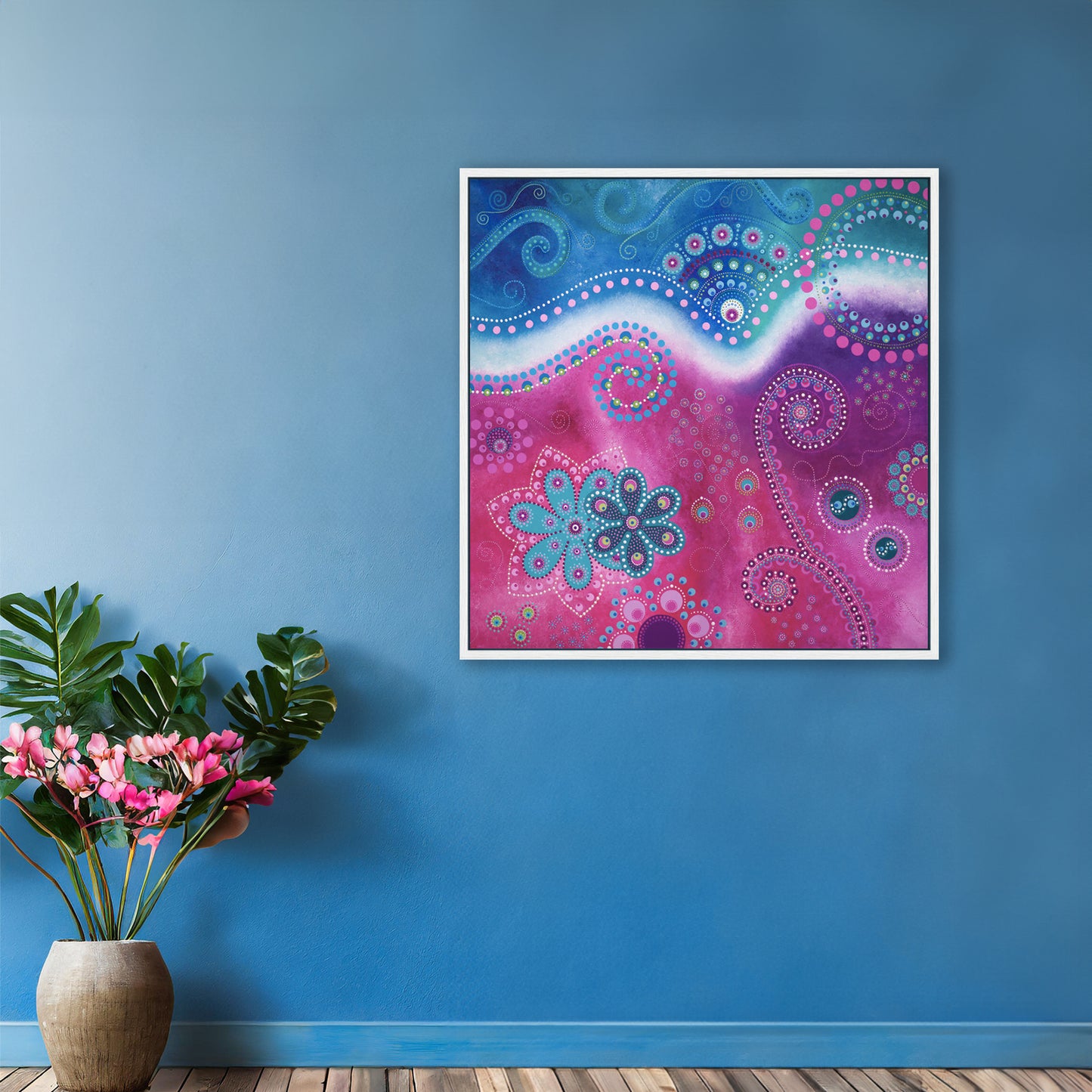 "The Happiness inside" - Canvas print - Blue and pink (original colour) - by Fanny Fay Engström