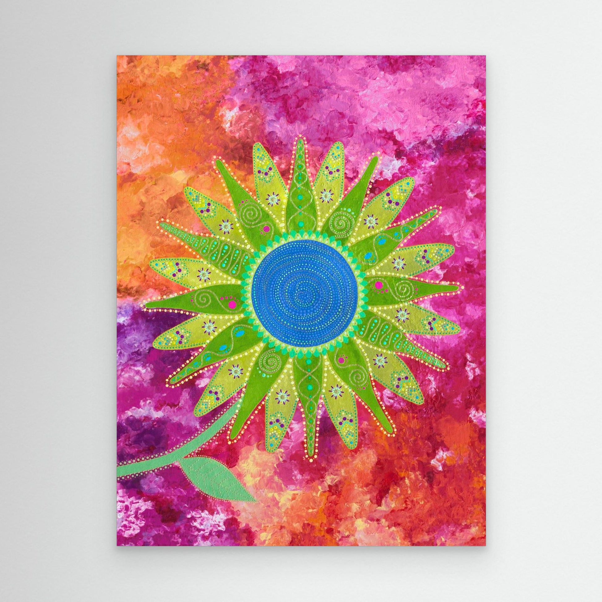 "I choose peace" - Canvas print - Green and pink - by Fanny Fay Engström