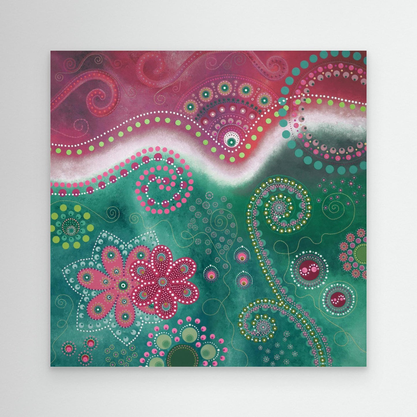 "The Happiness inside" - Canvas print - Pink and turquoise - by Fanny Fay Engström