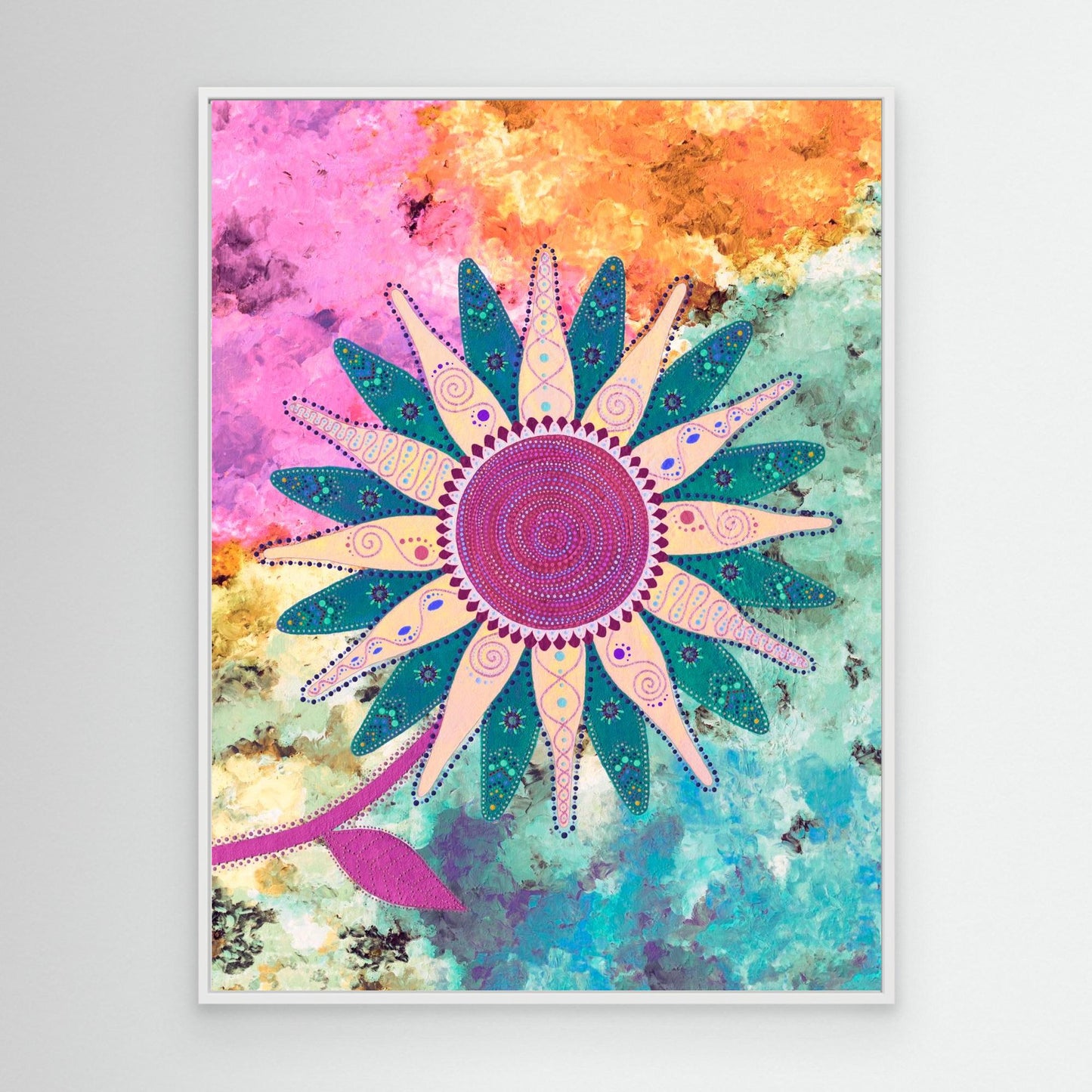 "I choose peace" - Canvas print - Light pink and turquoise - by Fanny Fay Engström