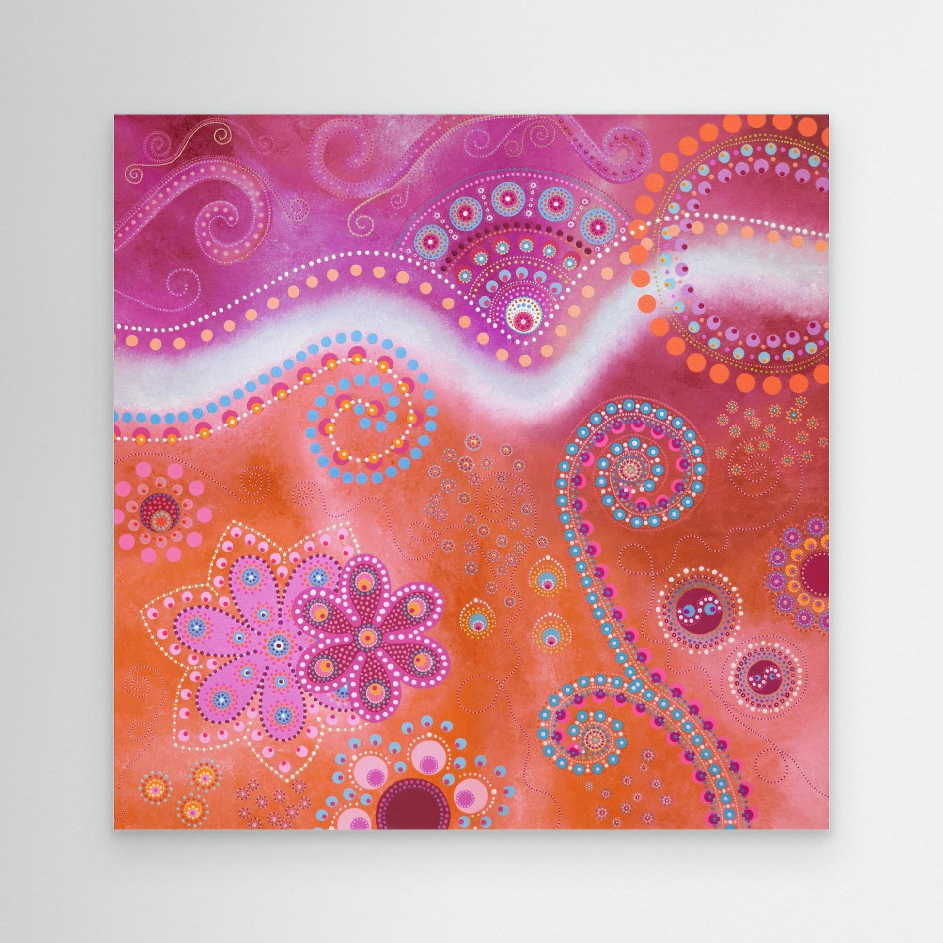 "The Happiness inside" - Canvas print - Pink and orange - by Fanny Fay Engström