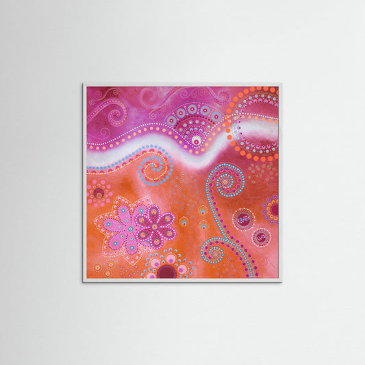 "The Happiness inside" - Paper print - Pink and orange - by Fanny Fay Engström