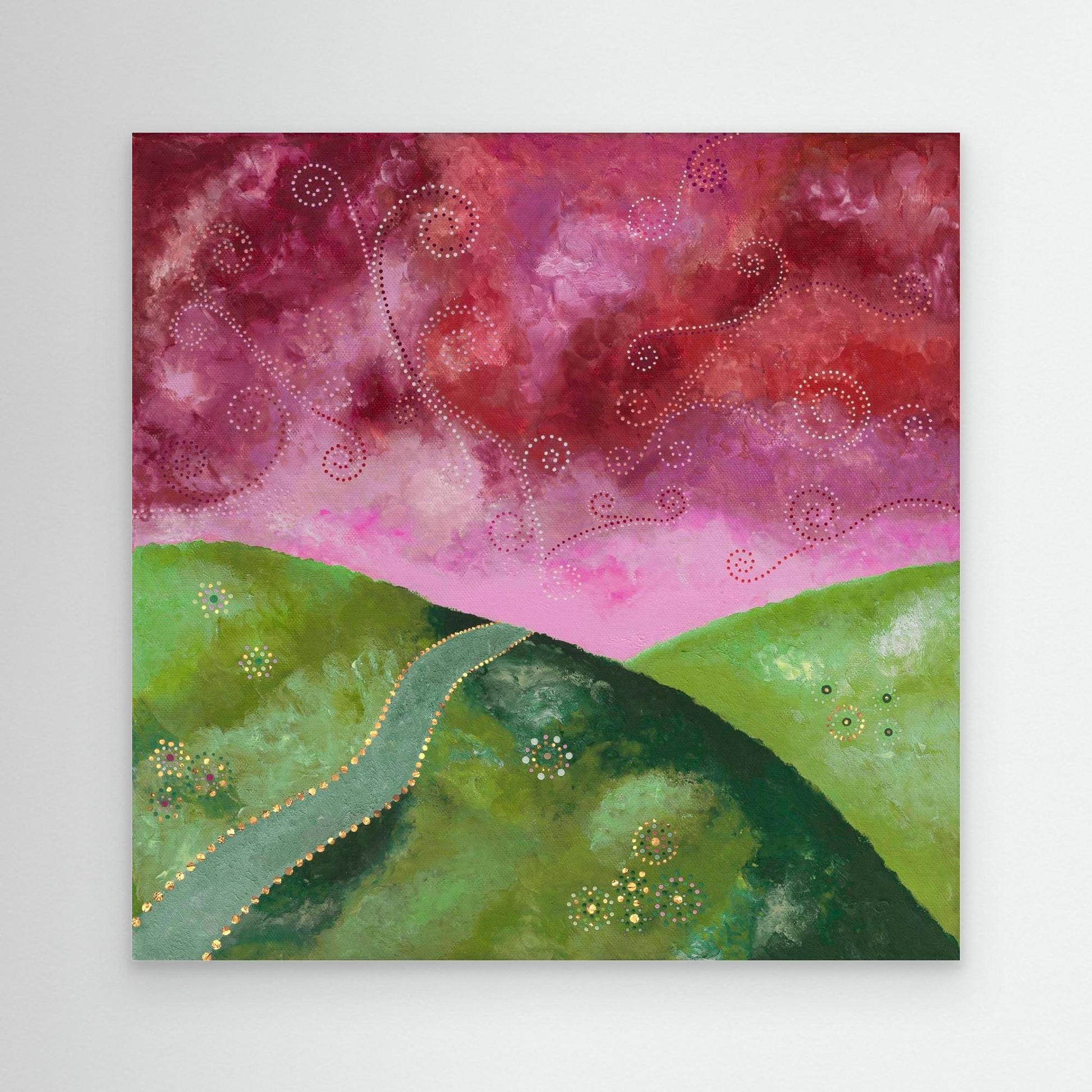 "Go your own way" - Canvas print - Green and pink - by Fanny Fay Engström