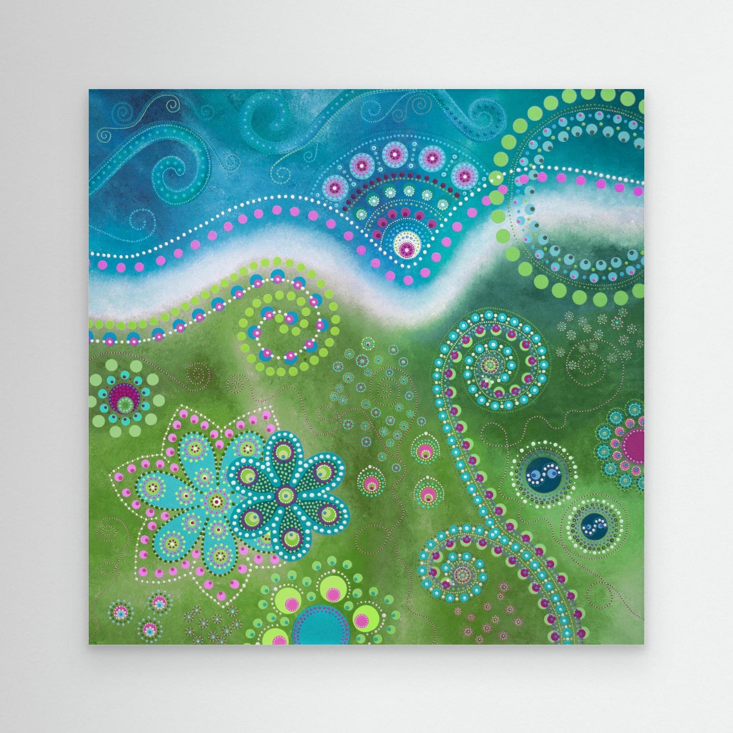 "The Happiness inside" - Canvas print - Green and blue - by Fanny Fay Engström