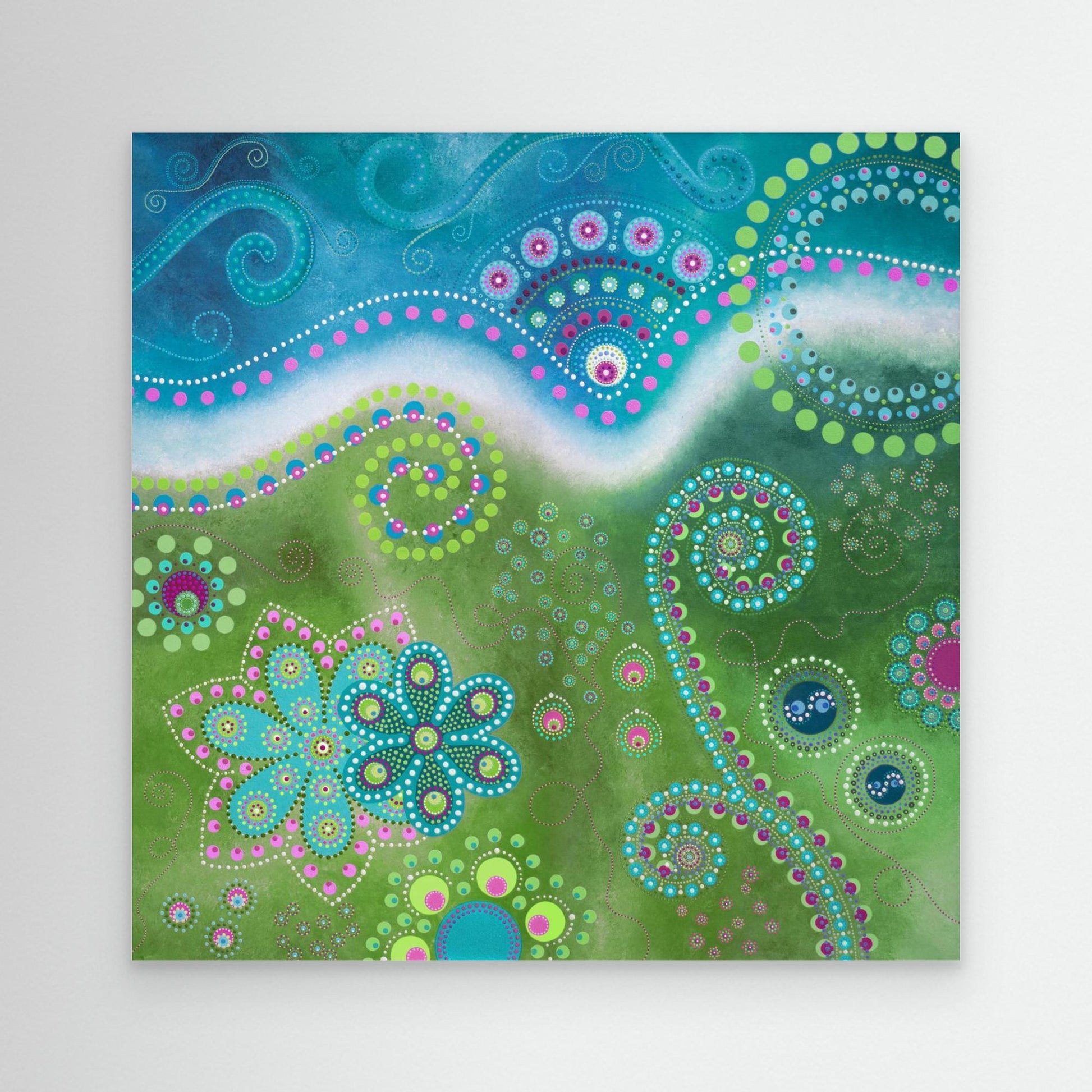 "The Happiness inside" - Canvas print - Green and blue - by Fanny Fay Engström