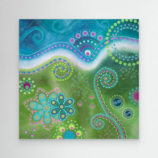 "The Happiness inside" - Canvas print - Green and blue - by Fanny Fay Engström