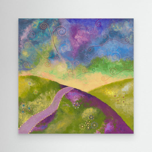 "Go your own way" - Canvas print - Green, blue and purple - by Fanny Fay Engström