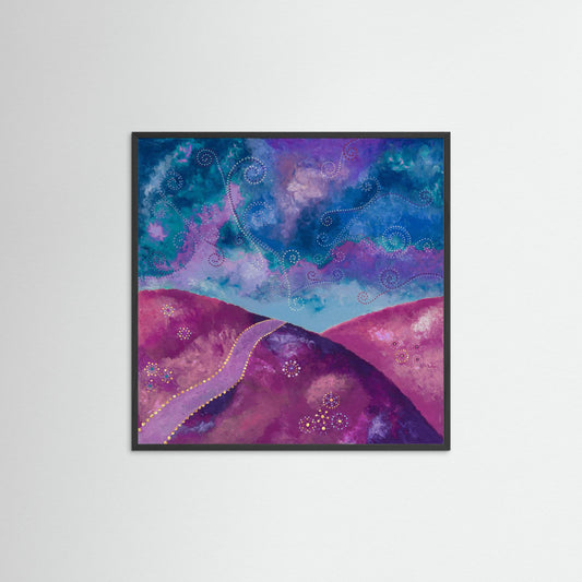 "Go your own way" - Paper print with frame - Purple and blue - by Fanny Fay Engström