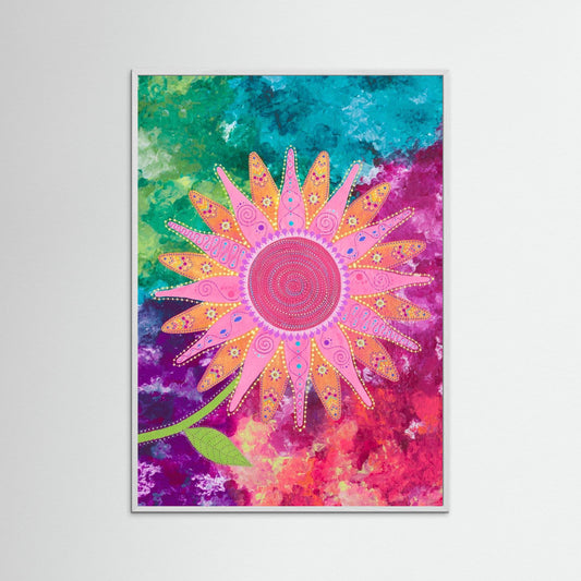 "I choose peace" - Paper print with frame - Pink and orange - by Fanny Fay Engström