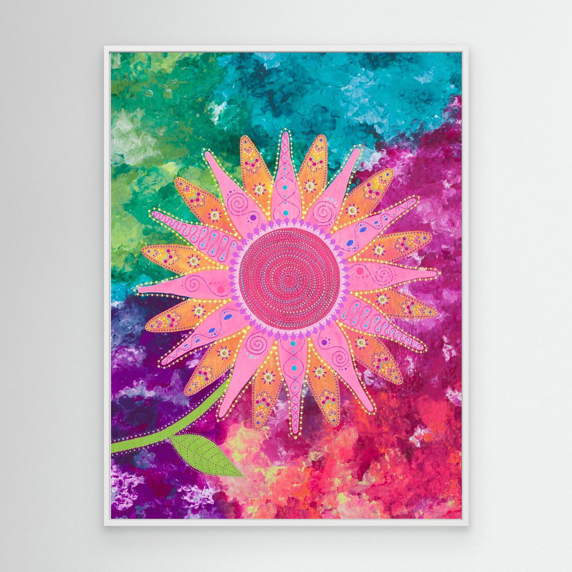 "I choose peace" - Canvas print - Pink and orange - by Fanny Fay Engström