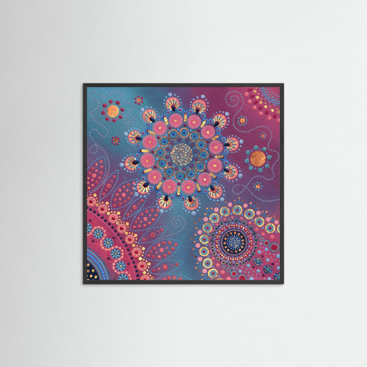 "Svea's Universe" - Paper print with frame - Blue and pink - by Fanny Fay Engström