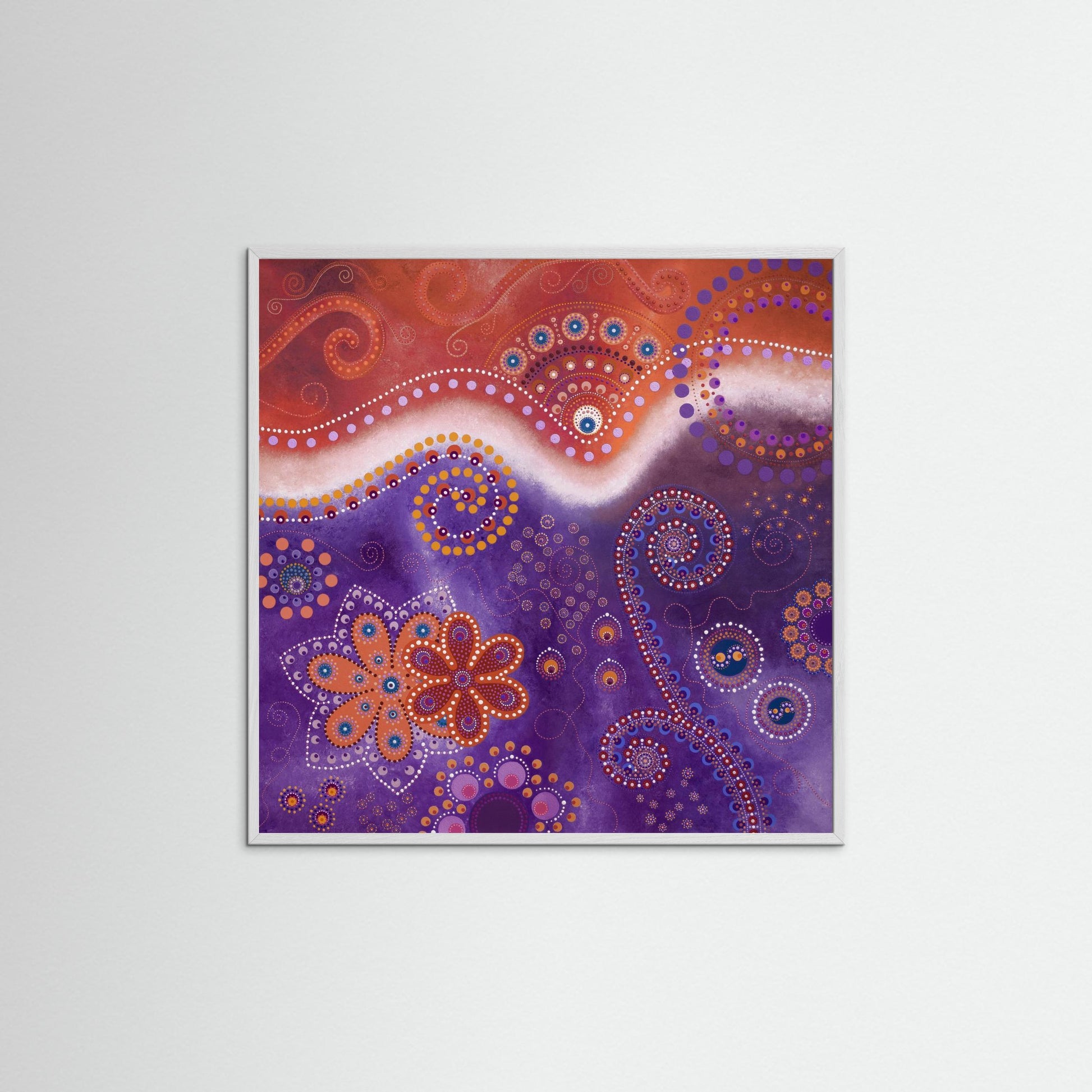 "The Happiness inside" - Paper print with frame - Orange and purple - by Fanny Fay Engström