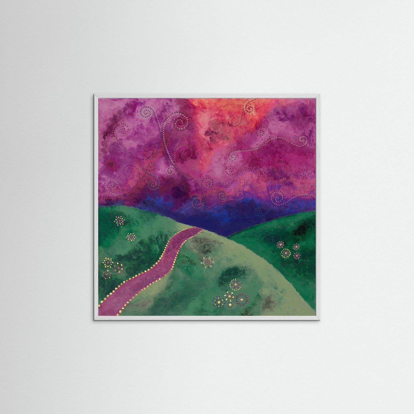 "Go your own way" - Paper print with frame - Mint, purple and pink - by Fanny Fay Engström