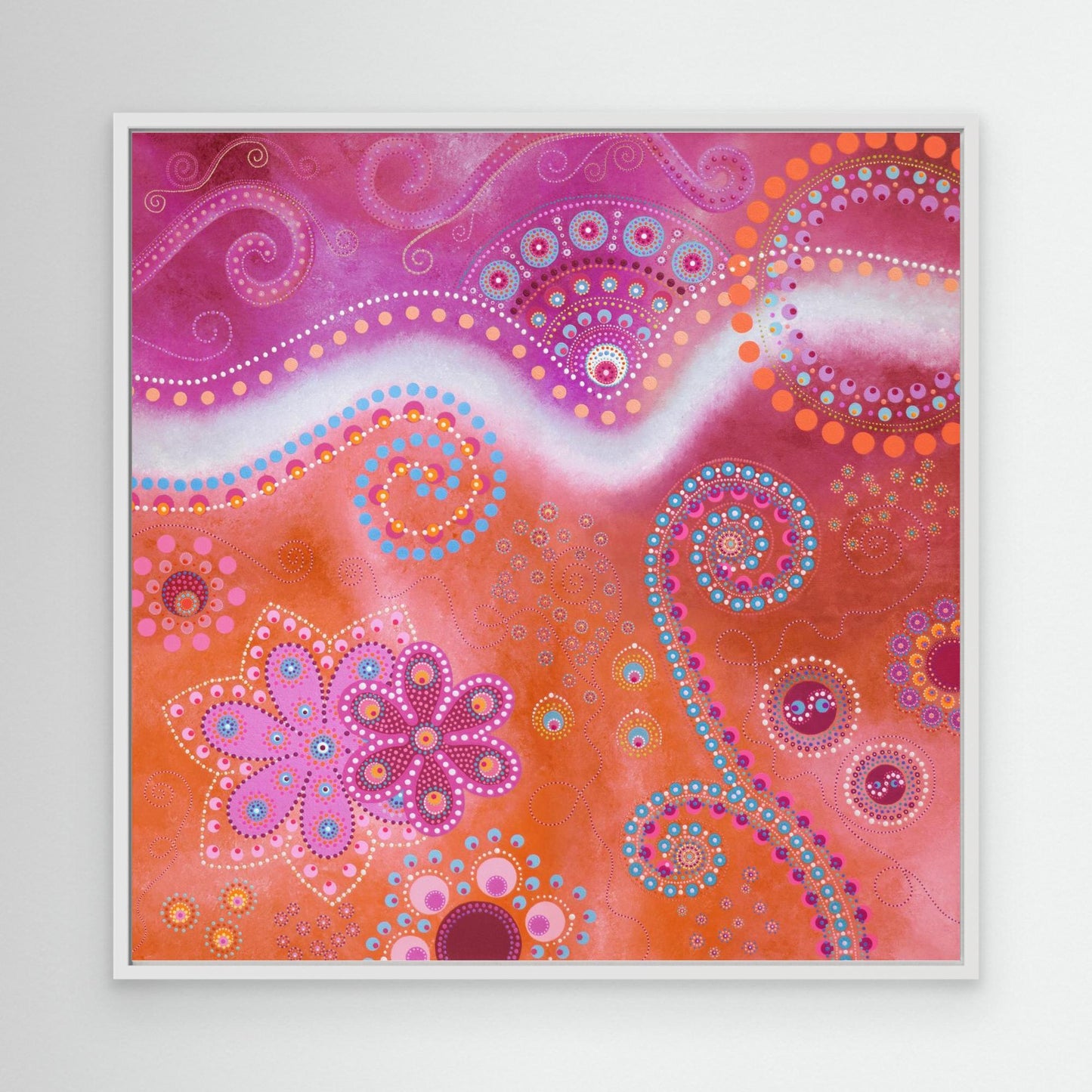"The Happiness inside" - Canvas print - Pink and orange - by Fanny Fay Engström