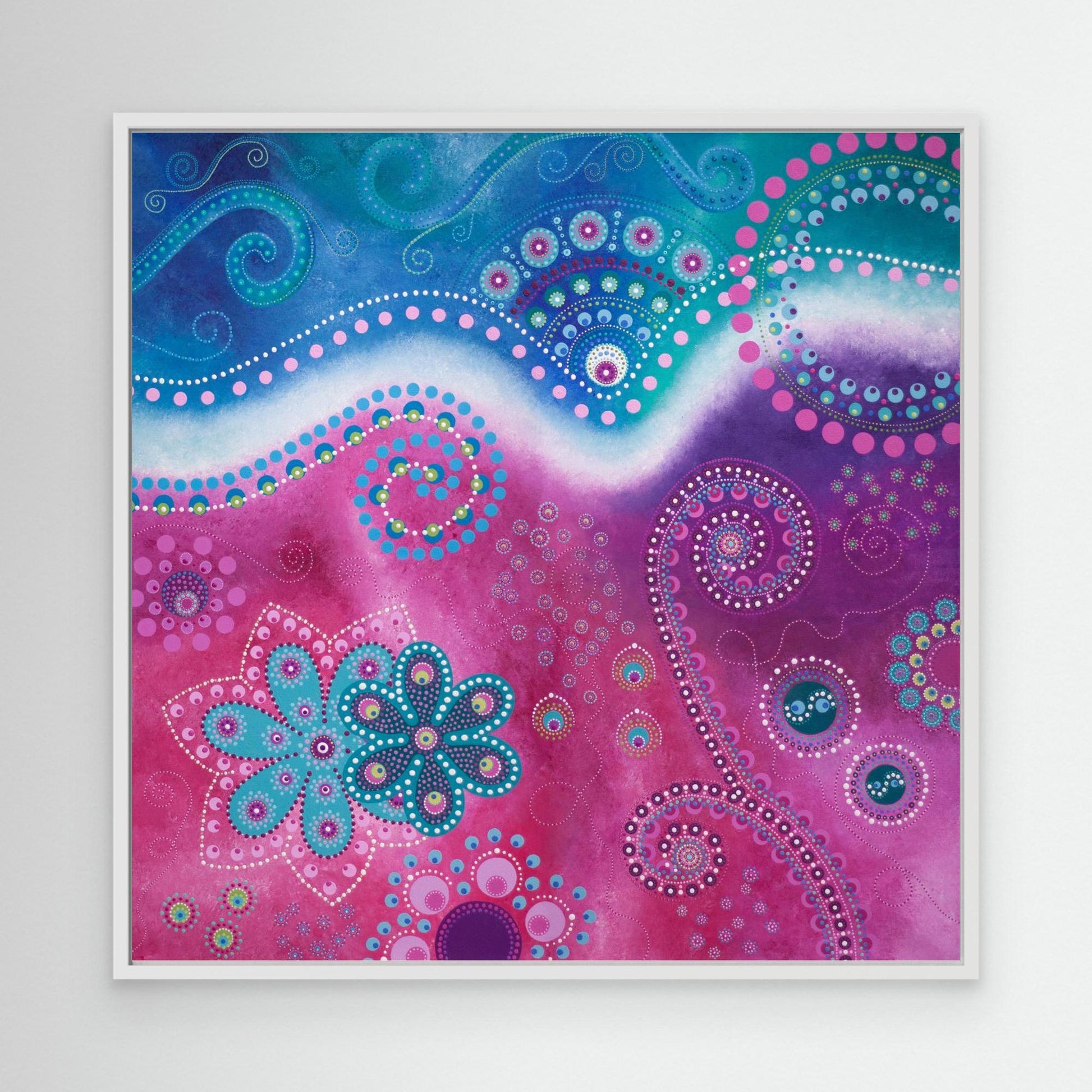 "The Happiness inside" - Canvas print - Blue and pink (original colour) - by Fanny Fay Engström