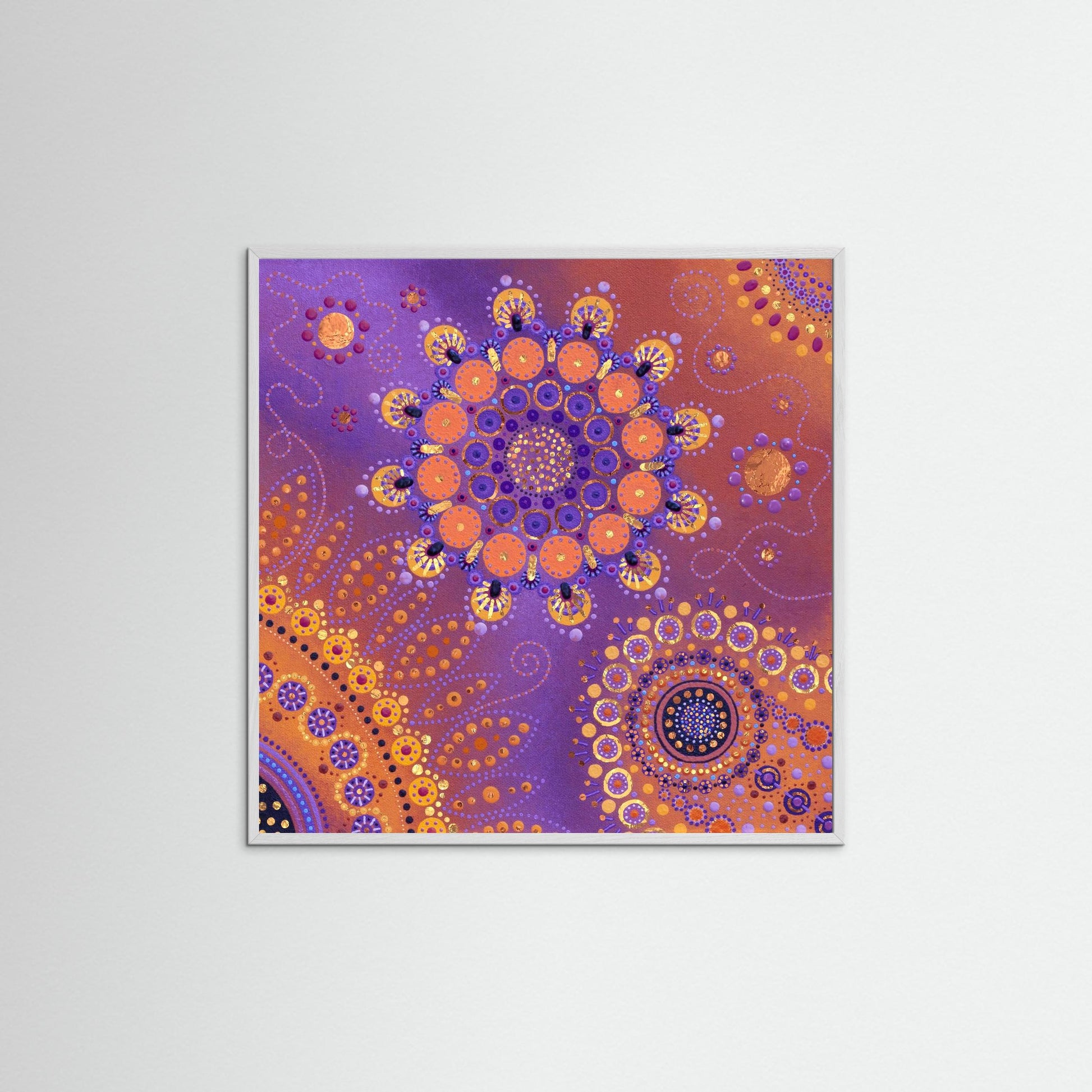 "Svea's Universe" - Paper print with frame - Purple and orange - by Fanny Fay Engström