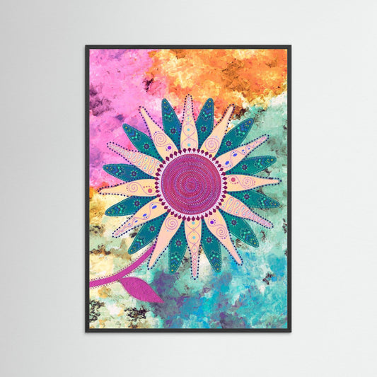 "I choose peace" - Paper print with frame - Light pink and turquoise - by Fanny Fay Engström