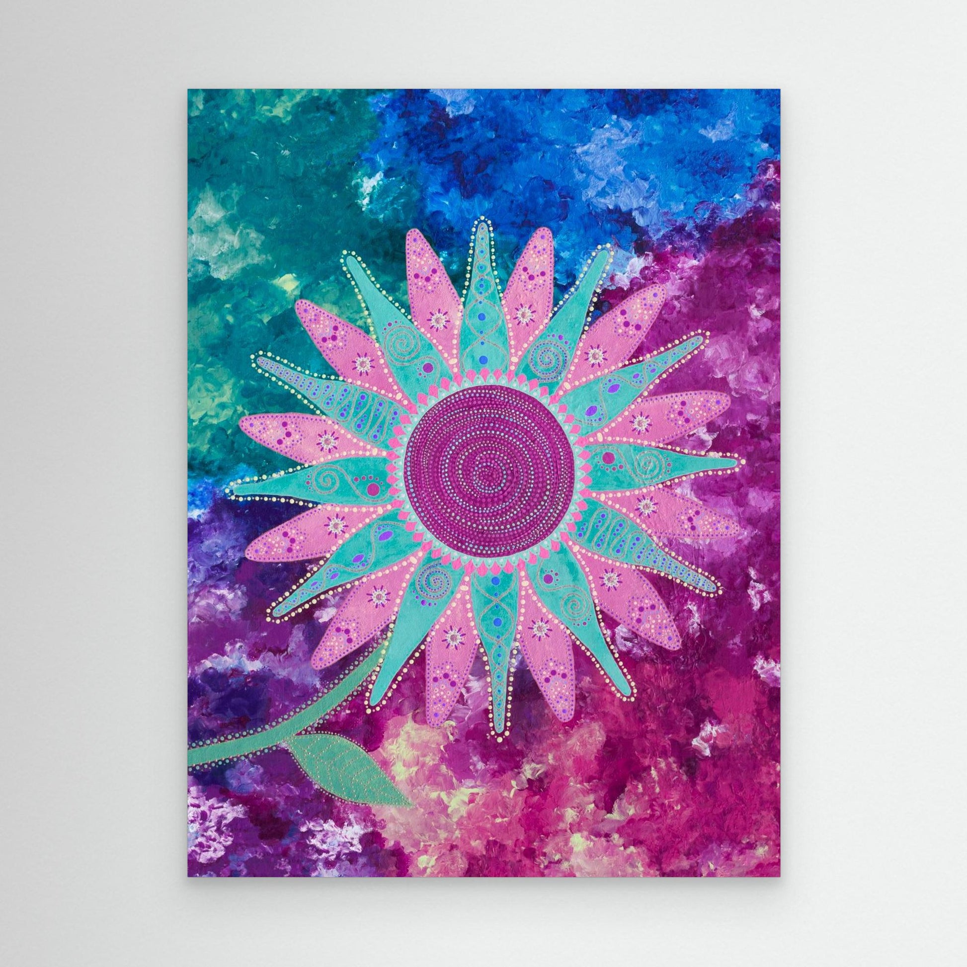 "I choose peace" - Canvas print - Pink and blue - by Fanny Fay Engström