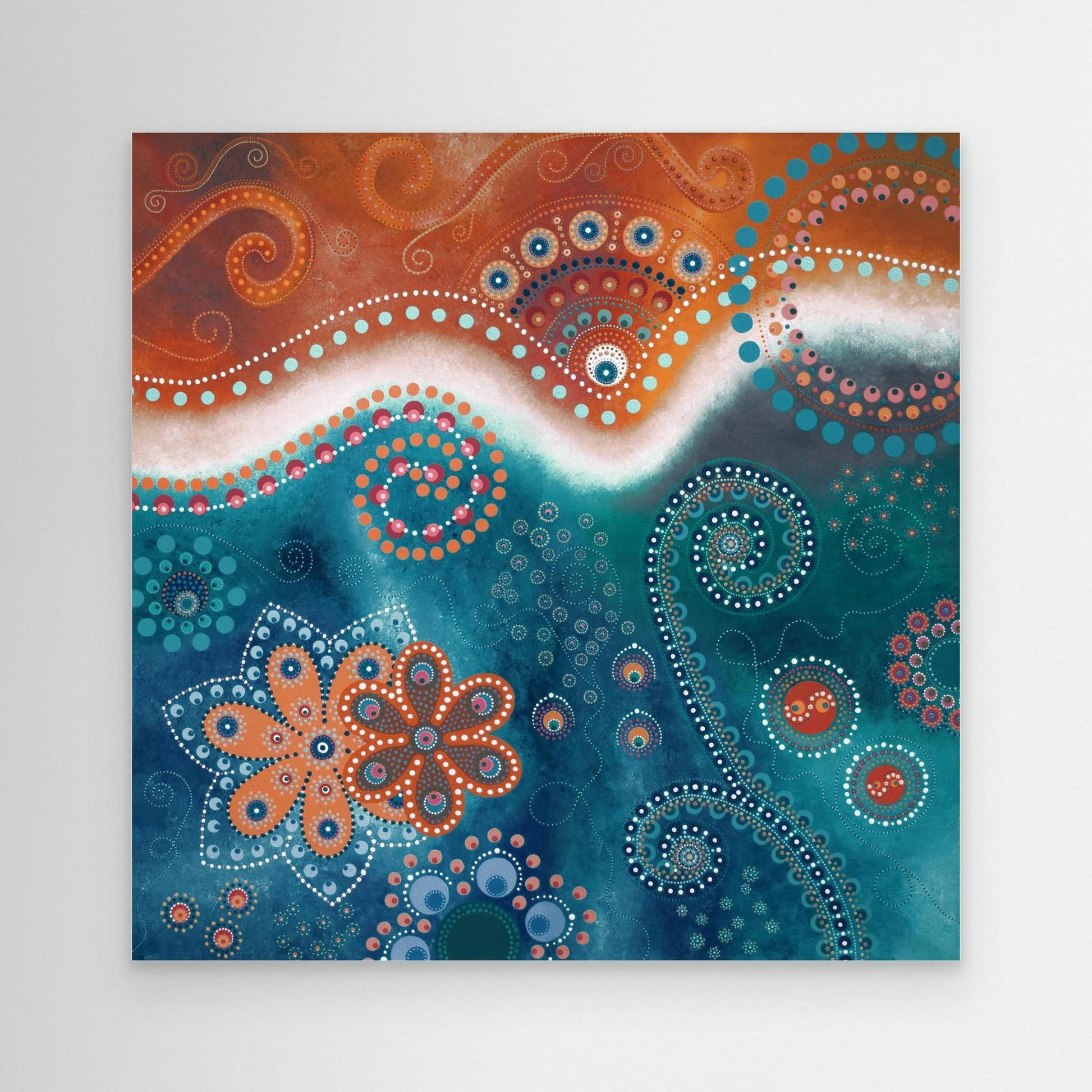 "The Happiness inside" - Canvas print - Rust and blue - by Fanny Fay Engström