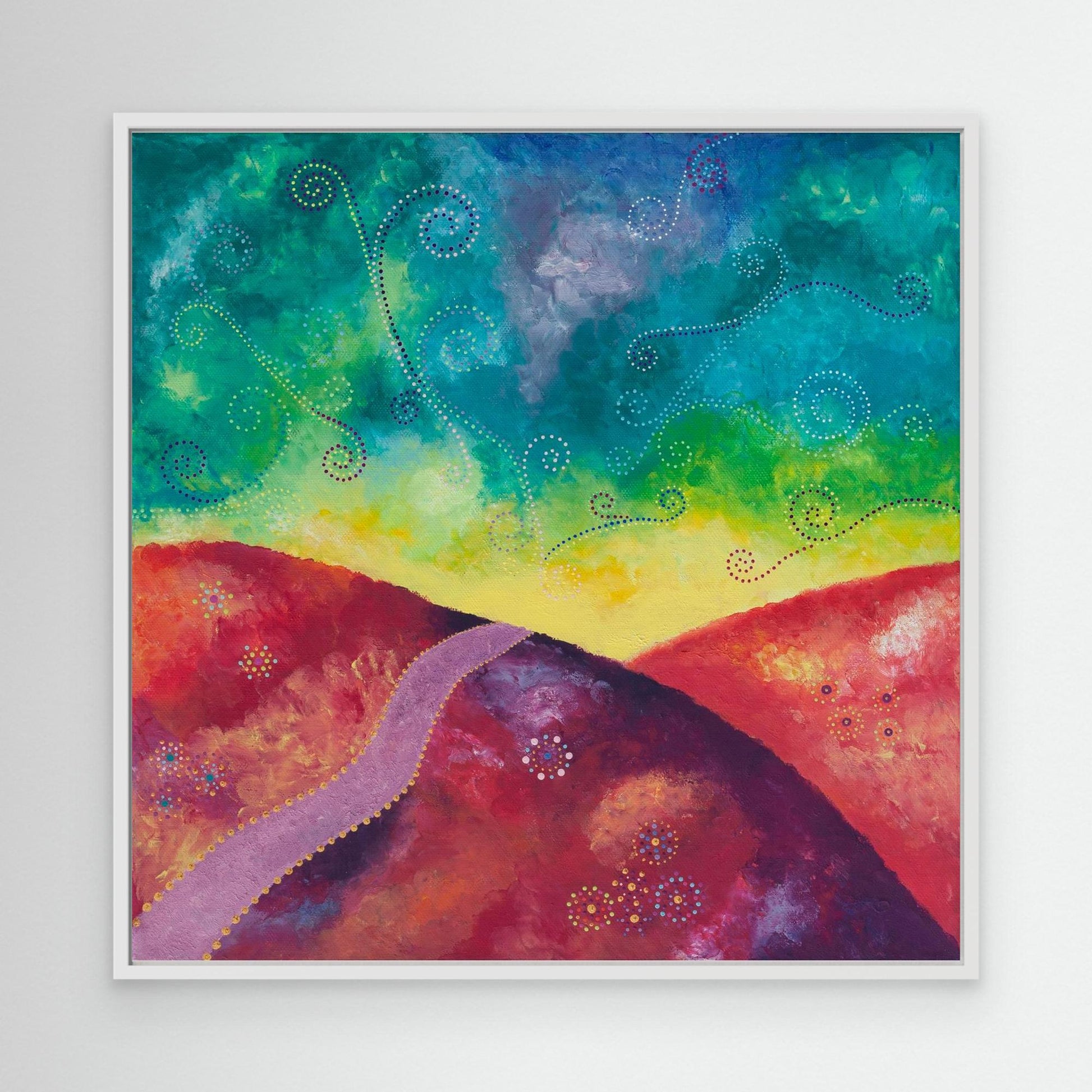 "Go your own way" - Canvas print - Red, yellow, turquoise (original colour) - by Fanny Fay Engström