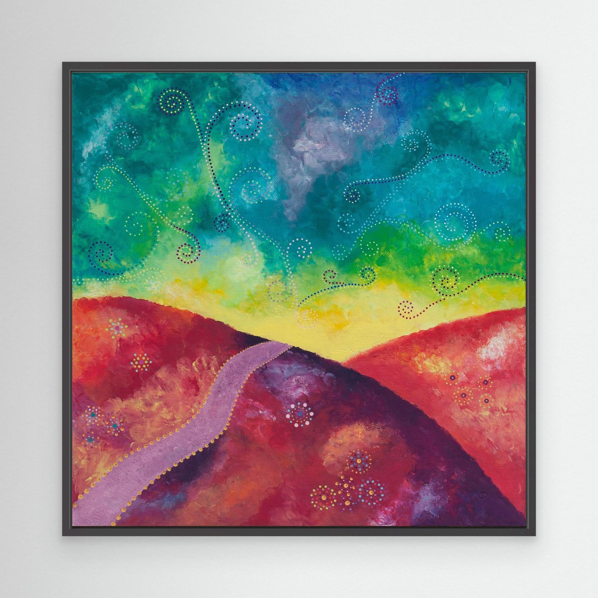 "Go your own way" - Canvas print - Red, yellow, turquoise (original colour) - by Fanny Fay Engström