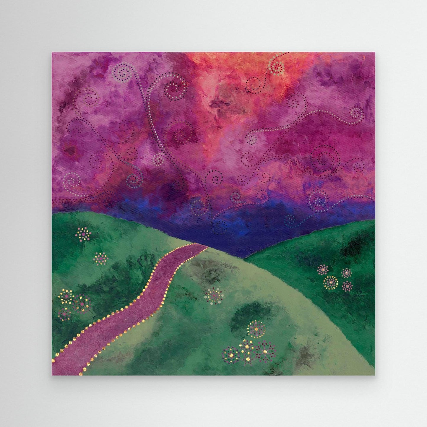 "Go your own way" - Canvas print - Mint, purple and pink - by Fanny Fay Engström