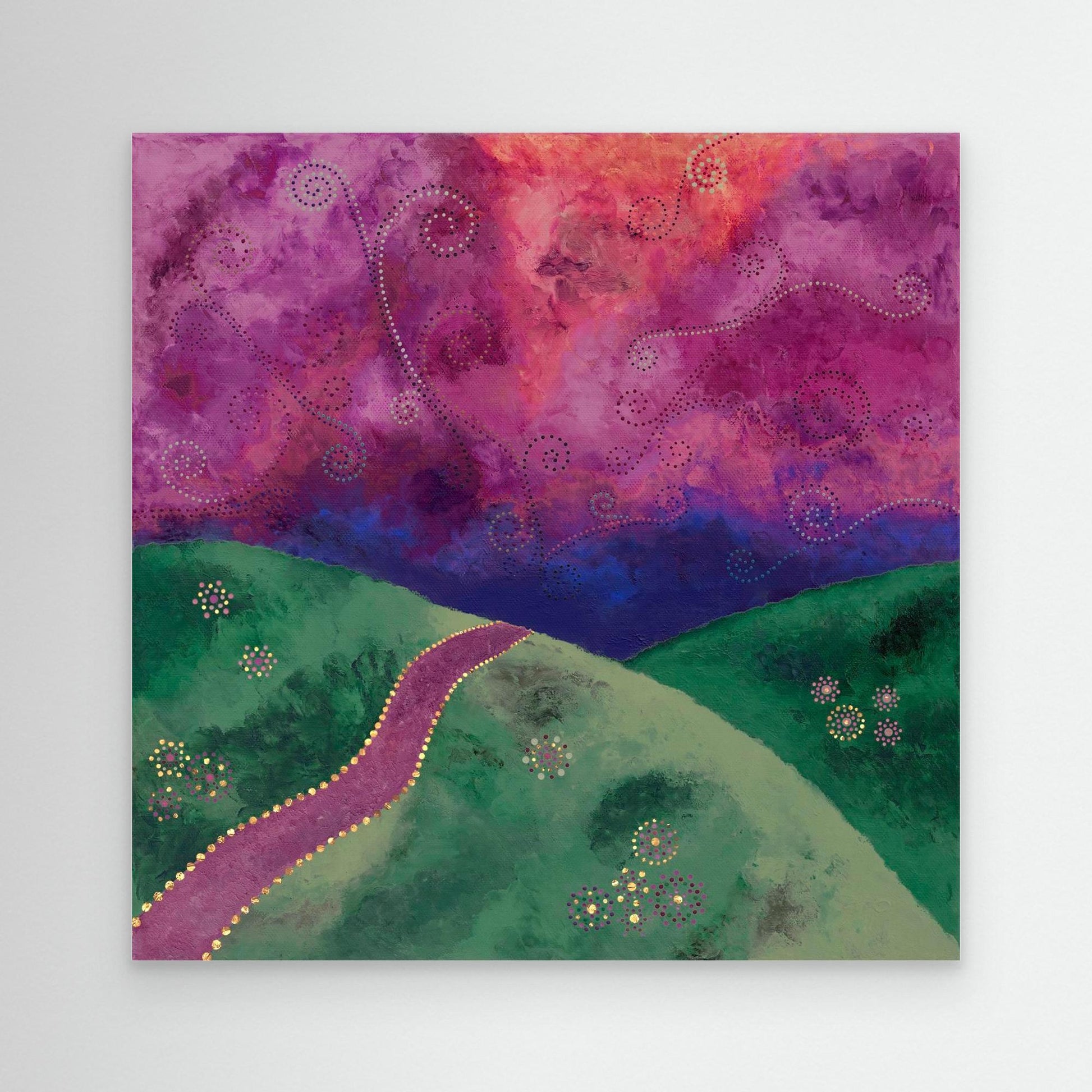 "Go your own way" - Canvas print - Mint, purple and pink - by Fanny Fay Engström