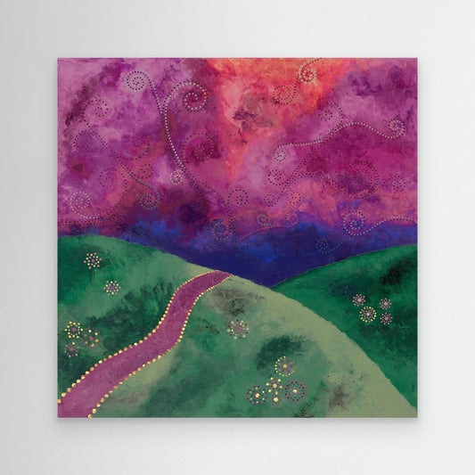 "Go your own way" - Canvas print - Mint, purple and pink - by Fanny Fay Engström